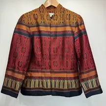 Coldwater Creek NEW Navajo Stripe Embroidered Jacket Open Front Long Sleeves 10P