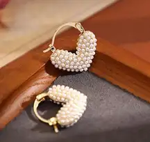 Pearl Heart Hoop Earrings