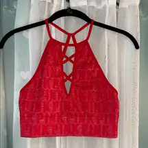 VS Pink Cool & Comfy Size S Red Strappy Sports Bra