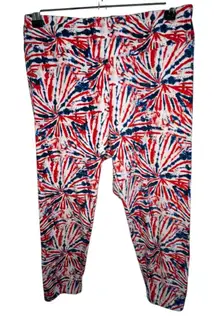Way To Celebrate Patriotic Tie Dye Fireworks America Cropped Soft Leggings