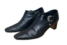 Brighton Tucker Made In Italy Black Leather Bootie Size 8.5.