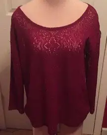 Kenar ruby red lace top sz L