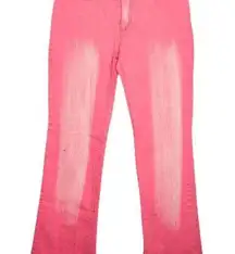 Y2K Pink Jeans Flare Denim Jeans Rhinestone Pockets