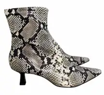 Open Edit Ankle Booties Snake Print Size 6 Pointed Toe Kitten Heel NEW