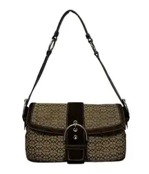 Coach Y2K Brown Signature Jacquard Suede Soho Bag #1463