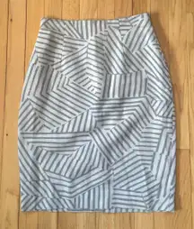 White & Blue printed pencil skirt Size 8