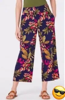 J.jill smocked waist floral print cropped pants