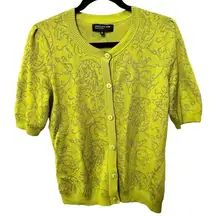Jones New York green short sleeved sweater cardigan