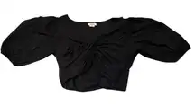 JASON WU‎ plunge twist neck crop top puff sleeves side zip women's sz Small
