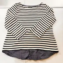Market & Spruce Striped Tunic Shirt Womens Size M Long Sleeve Casual Top