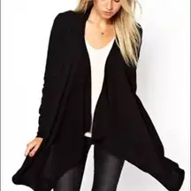 Joie‎ black wool blend waterfalls sweater cardigan size large minimalist