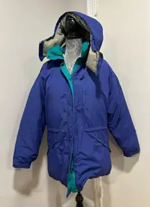 VTG 80s LL Bean Womens Down Filled Puffer Jacket Parka Ski Coat Teal Blue.