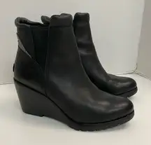 Sorel Boots After Hours Chelsea Booties Wedge Waterproof Leather Black Grey