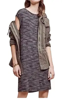 Anthropologie Cloth & Stone Gray Neutral Knit Dress XS Melange Tee Shirt Dress