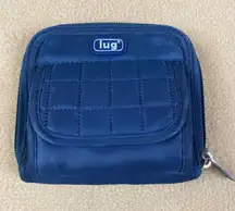 Vintage Lug Zip Around Wallet Blue Quilted Pocket Card Holder Organizer GUC*FLAW