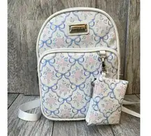 Madden Girl Backpack & Wallet Set – Floral Bows, Pastel Blue & Pink