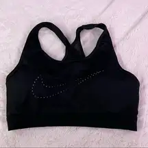 Black  Sports Bra With Cute Nike Symbol