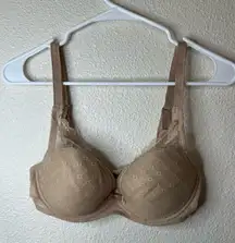 Chantelle nude tan lace C Chic Sexy Push-Up UW Bra Lined Underwire bra 32DD