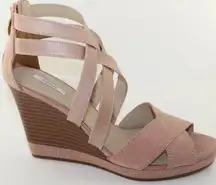 GEOX D Sibilla Powder Pink Suede Wedge Heels 9.5