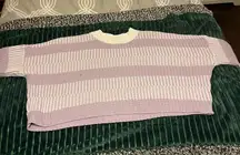 Sincerely Julie Purple And White Cropped Sweater