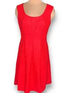 Black Label By Evan-Picone Women's Red Floral Lace Fit & Flare Dress Size 8