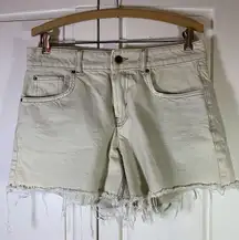 BDG A Line Denim Jean Shorts Womens 28 White Cut Off Raw Hem Festival Minimalist