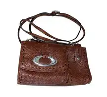 Vintage 2000s Brighton Y2K Aesthetic Brown Leather Crossbody Purse Shoulder Bag
