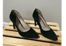 Clarks Narrative Women's Pump Heels Shoes Suede Dark Green Black Size 7