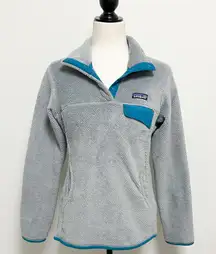 Patagonia Gray Teal Re Tool Snap T Pullover Fleece Small Button Collar Womens