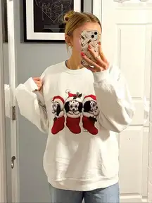 Vintage Christmas Dalmatian Stockings Crewneck