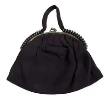 VTG Purse Brown Felt Brass Spiral Clutch Handbag Retro MCM Classy Art to Wear