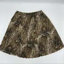 Vintage Hidden Leopard Faces Pleated Skirt Animal Print 80s Drama Eclectic Fun‎