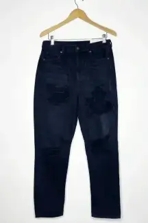 American Eagle Mom Jeans Black Distressed Denim Size 10 / 29 Long NWT
