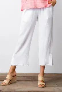 Habitat Women’s White Gauze Seaside Crop Pant‎ Beach Resortwear Minimalist Small