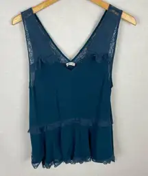 Intimately Free People Teal Lace Boho Tiered Tank Top