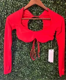 We are HAH Hot as Hell Keep It Up Swim Top Sz Small Red NWT 2