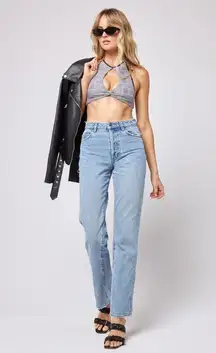 L*Space Jessy High Neck Cutout Bikini Top Best I Ever Plaid Size Medium NEW