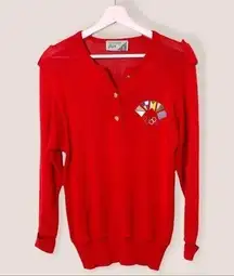Vintage OLYMPICS Italian Gispa henley long sleeve sweater S