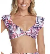 Raisin's  Back to Bali Ruffled shoulder Bikini Top M