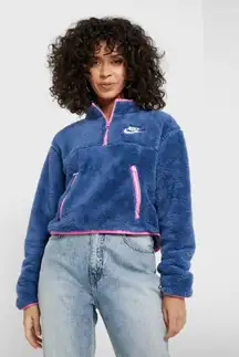 SPORTSWEAR SHERPA PLUSH FLEECE ZIP CROP SWEATSHIRT SIZE 1X