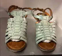 BareTraps Green and Brown Woven Sandals