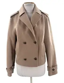 Belle & Bloom double-breasted military peacoat wool blend tan oat sz XL