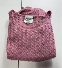 Peggy's Vintage Cable Knit Sweater Pink Short‎ Sleeve Made in USA Womens Small
