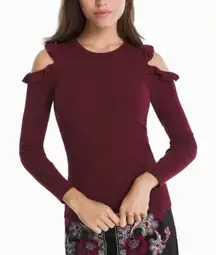 White House Black Market Off-Shoulder Burgundy Sweater