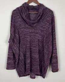 David Cline Sweater Womens XL Wine‎ Cowl Neck Long Sleeve Pullover Relaxed Fit