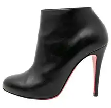 Christian Louboutin Belle 100 Black Leather Round toe High Heels Ankle Boots