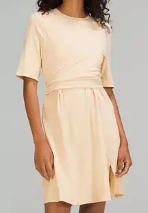 Lululemon Size 12 Prosecco Cotton Wrap Front T-Shirt Dress Athleisure Casual