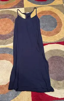 JAMES PERSE Los Angles Navy Blue Thin Sheer Midi Dress Nightgown 100% Cotton L