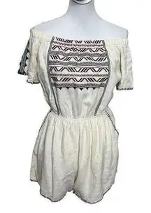 ASTR The Label Oye Como Va Embroidered Romper Cream Revolve Linen Cotton Size S