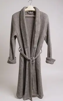 Brooklinen Dreamweave Waffle Robe Tie Waist Turkish Cotton  Gray S/M